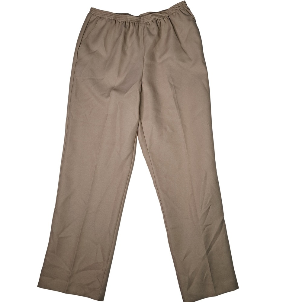 Alfred‎ Dunner Pants Women 14 Tan Pull On Straight Leg Elastic Waist Pockets